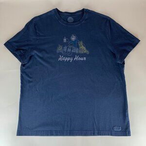 Life Is Good Navy Blue Happy Hour Short Sleeve Crewneck Shirt Mens XL